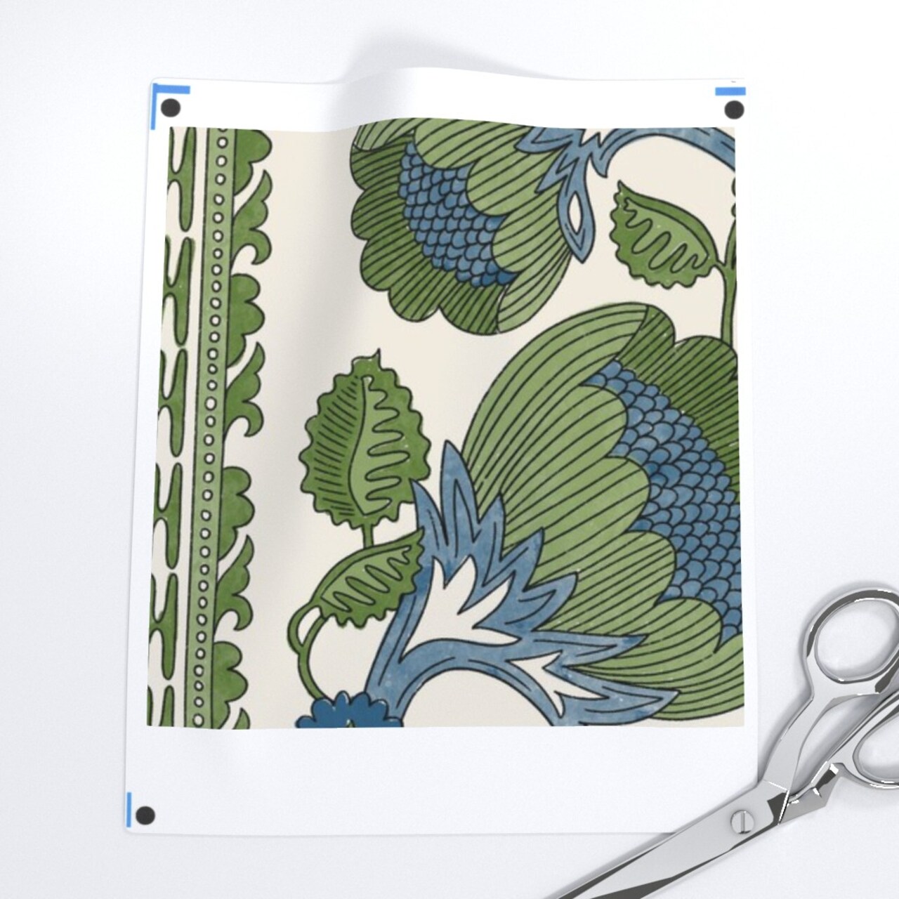 Floral Stripe Green and Blue Custom Printed Fabric by Spoonflower Various Fabrics by the Yard or Fat Quarter 16799459